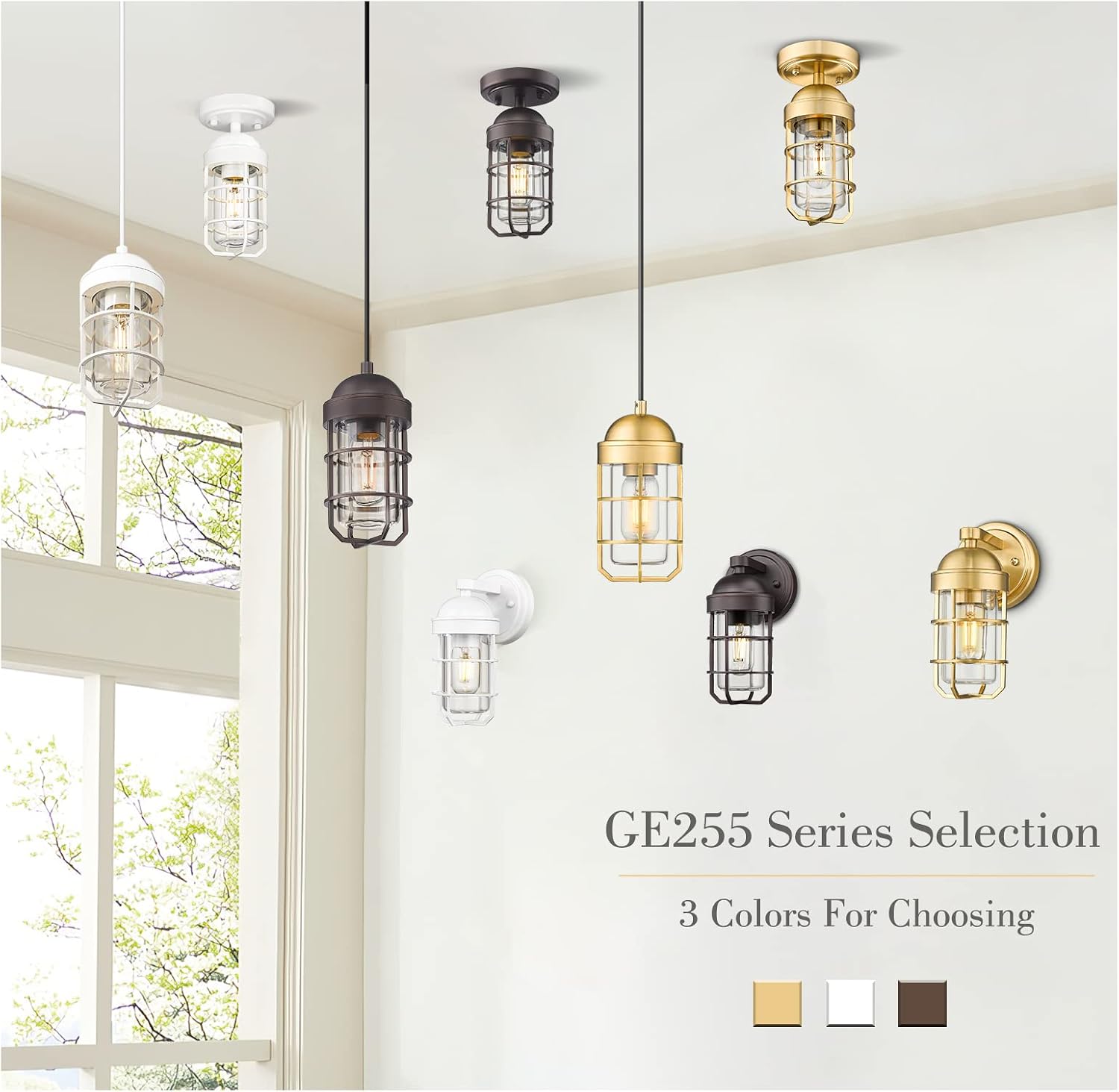 Bronze Cage Clear Glass Outdoor Wall Lantern