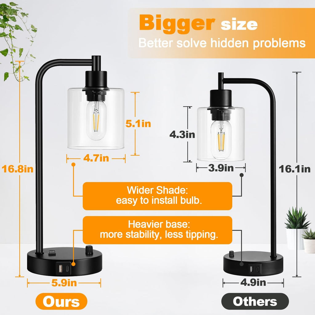 Dimmable USB Glass Table Lamp