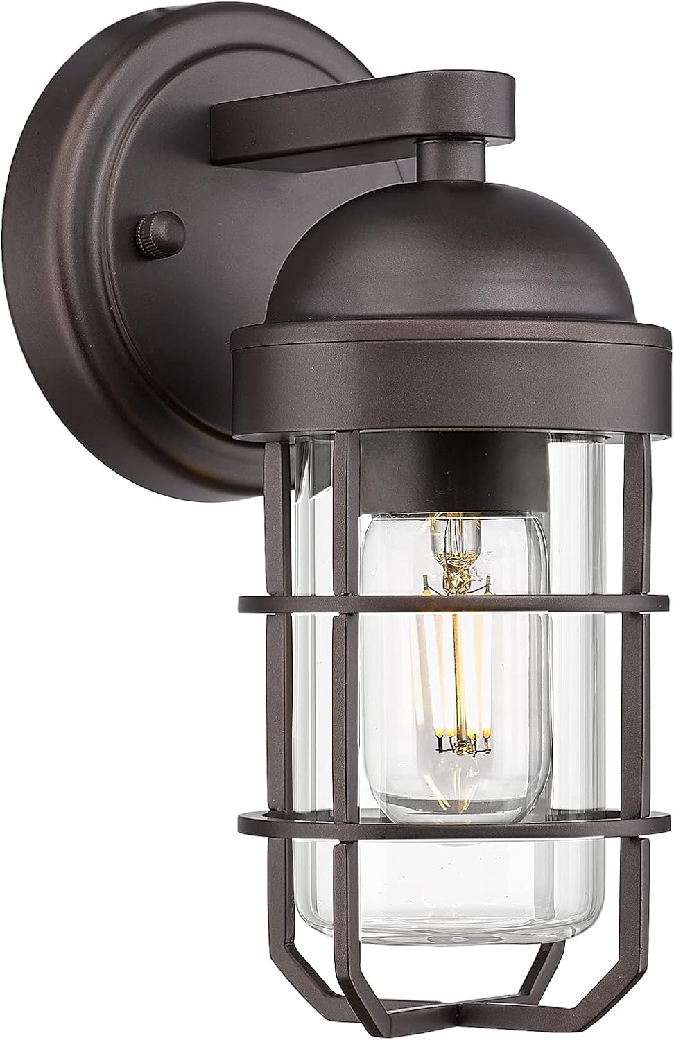 Bronze Cage Clear Glass Outdoor Wall Lantern