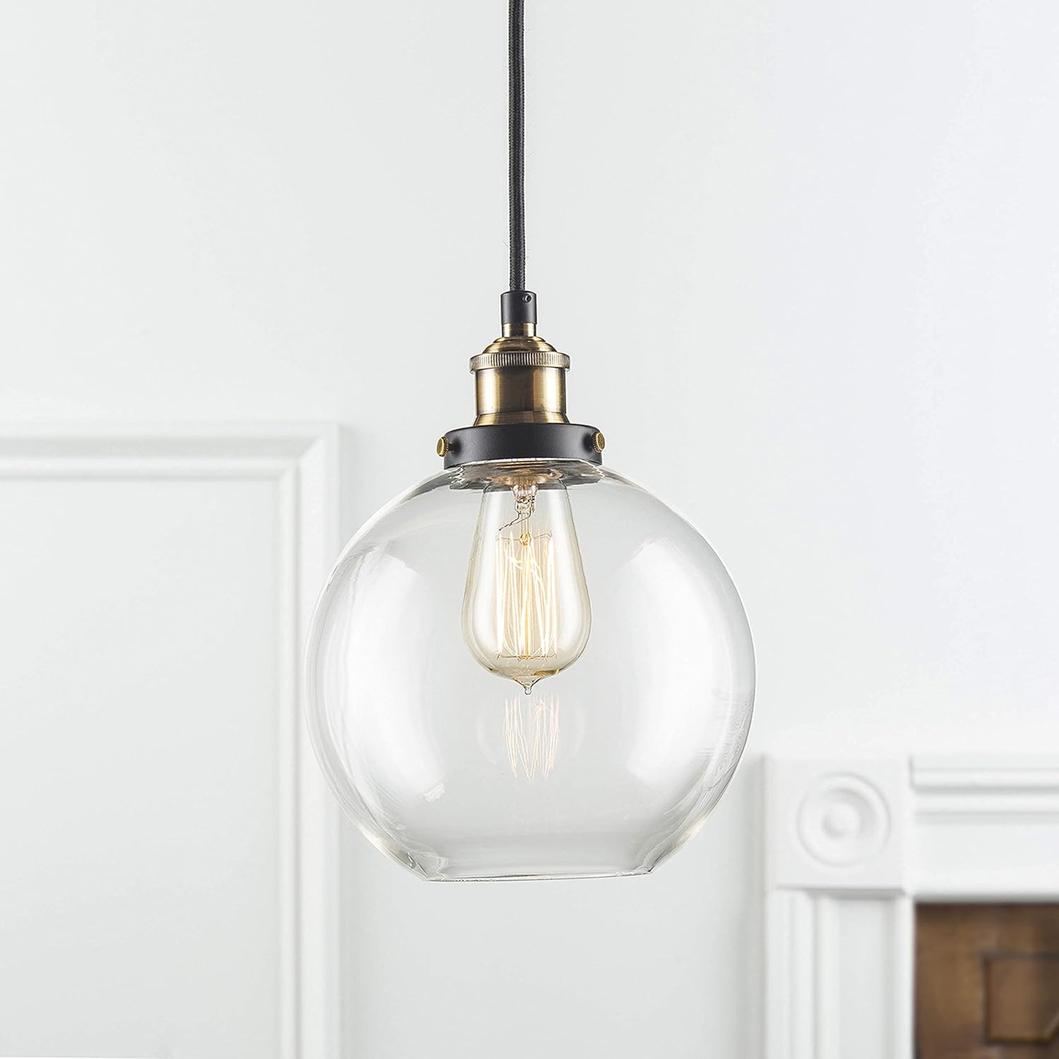 Black Gold Clear Globe Pendant Light