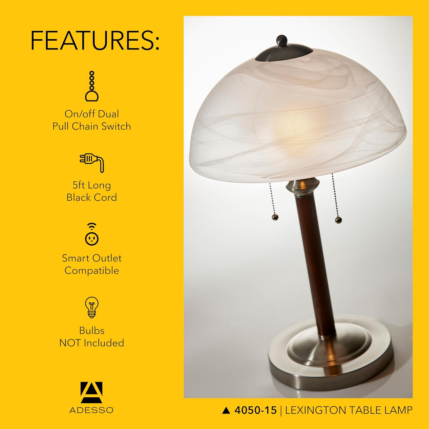 Walnut Frosted Glass Dual Pull Table Lamp