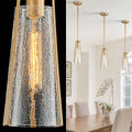 5" Gold Crackle Glass Mini Pendant Light
