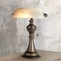 16" Bronze Alabaster Banker Table Lamp