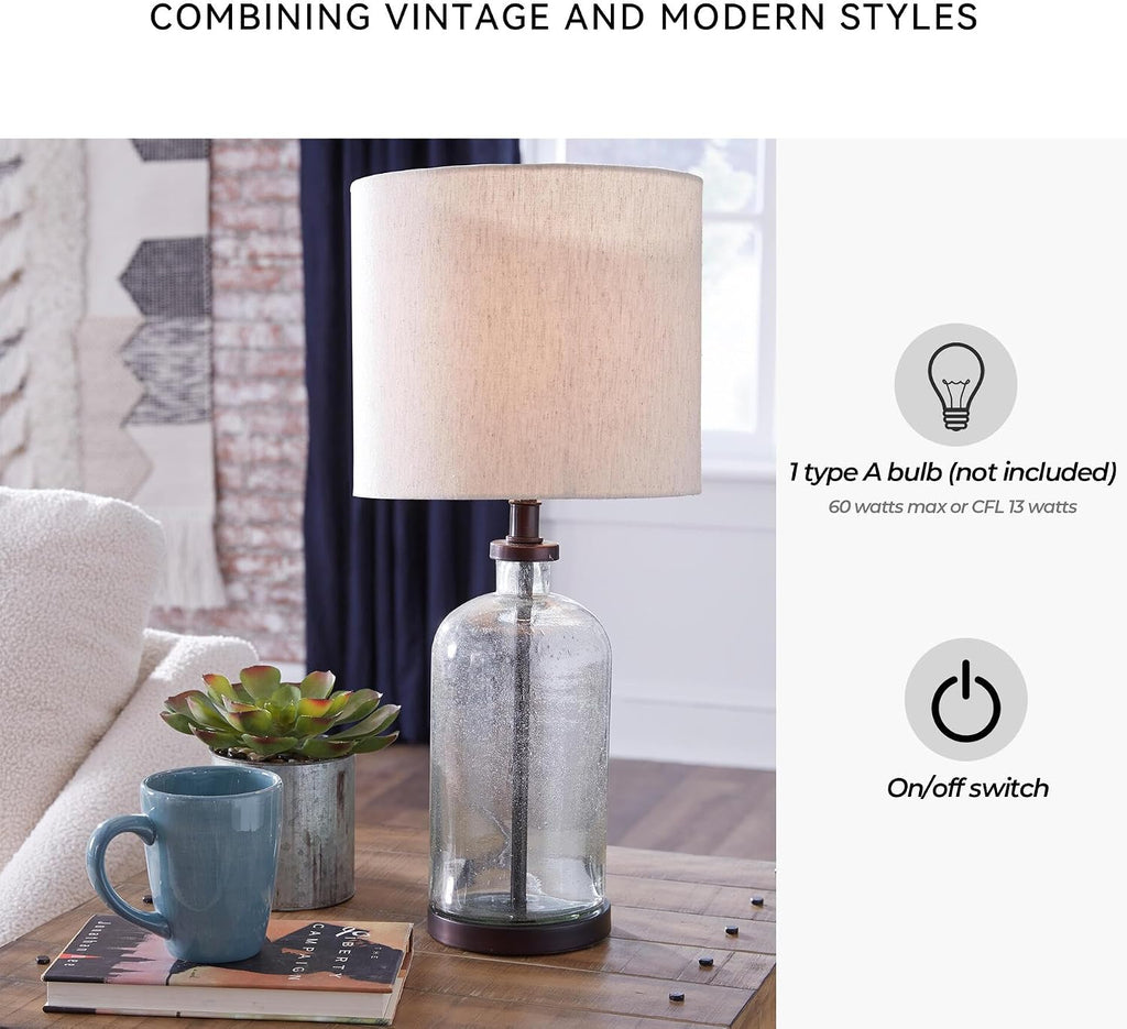 22.5" Bronze Seeded Glass Bandile Table Lamp