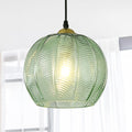 9.8" Green Ribbed Globe Pendant Light