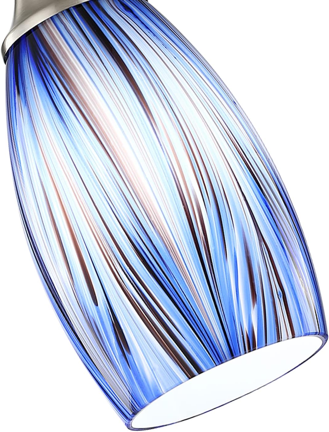 Brushed Nickel Dark Blue Glass Pendant Light
