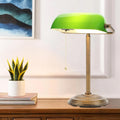 Gold Green Glass Banker Desk Lamp