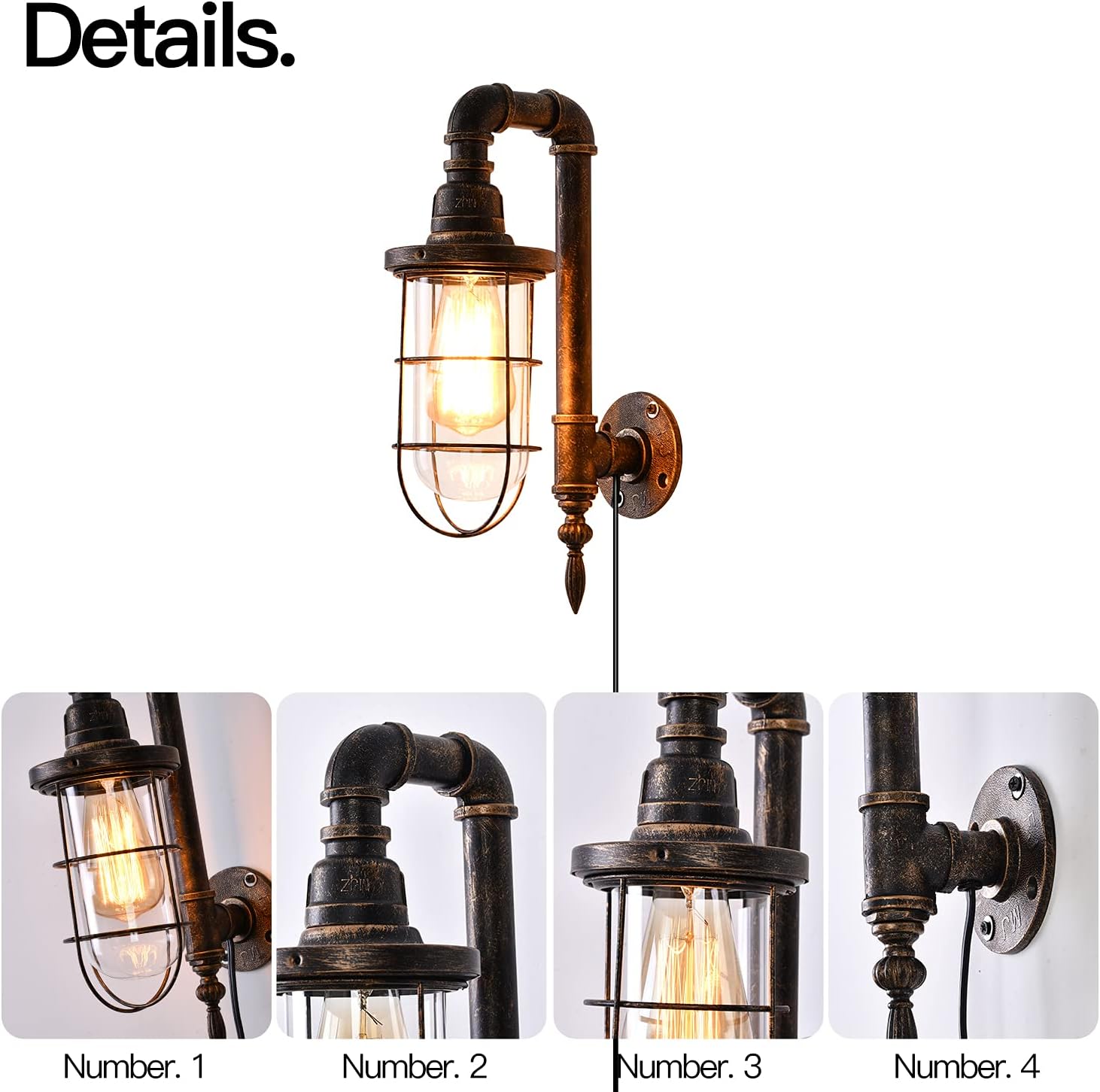 Retro Cage Plug-In Adjustable Wall Sconce