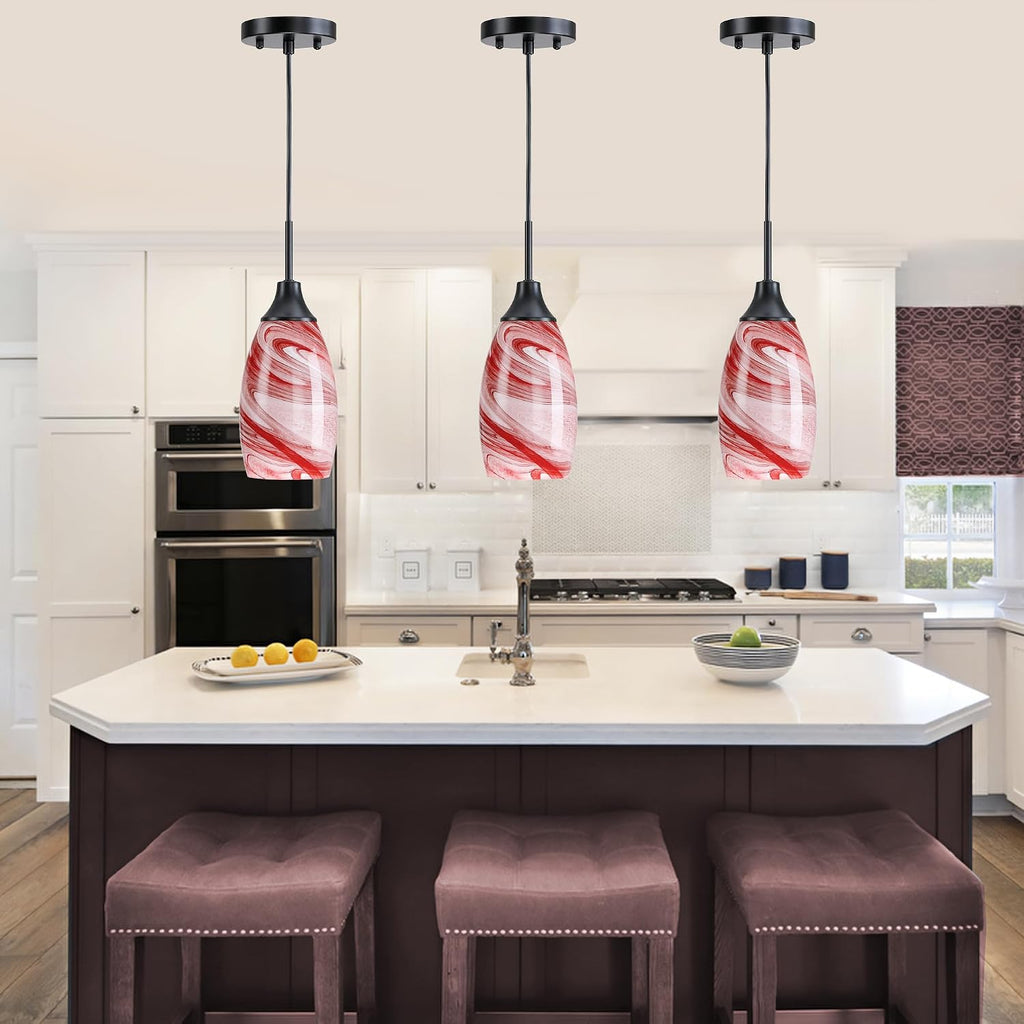 4.72" Burgundy Marble Glass Mini Pendant Light 1 Pack