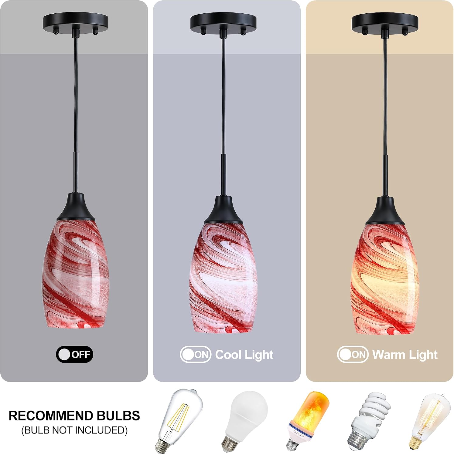 4.72" Burgundy Marble Glass Mini Pendant Light 1 Pack