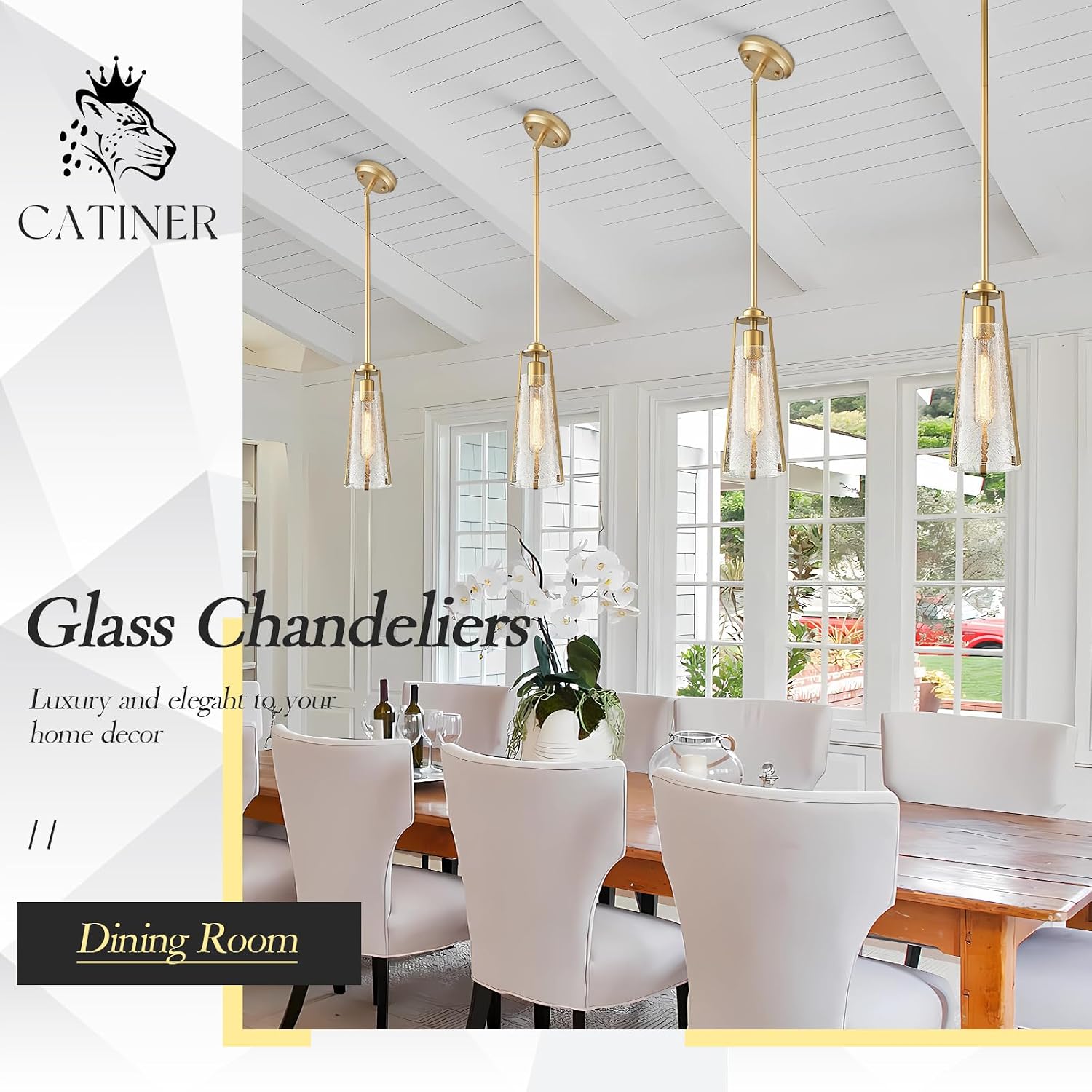 5" Gold Crackle Glass Mini Pendant Light