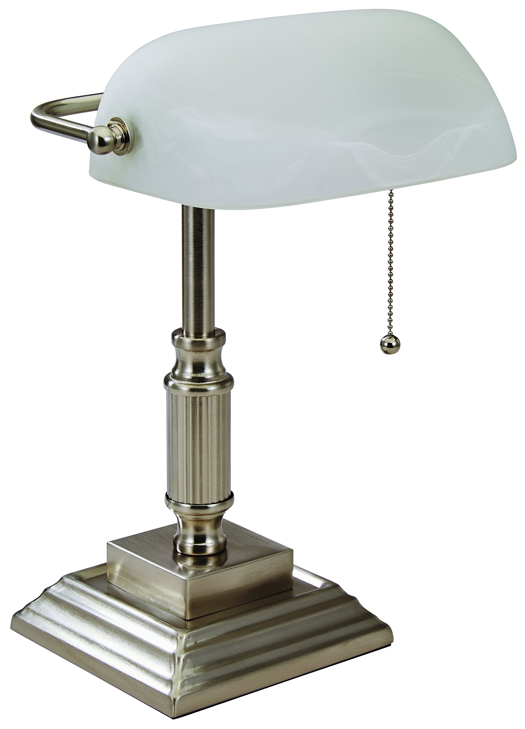 Bronze Amber Glass Banker's Desk Lamp