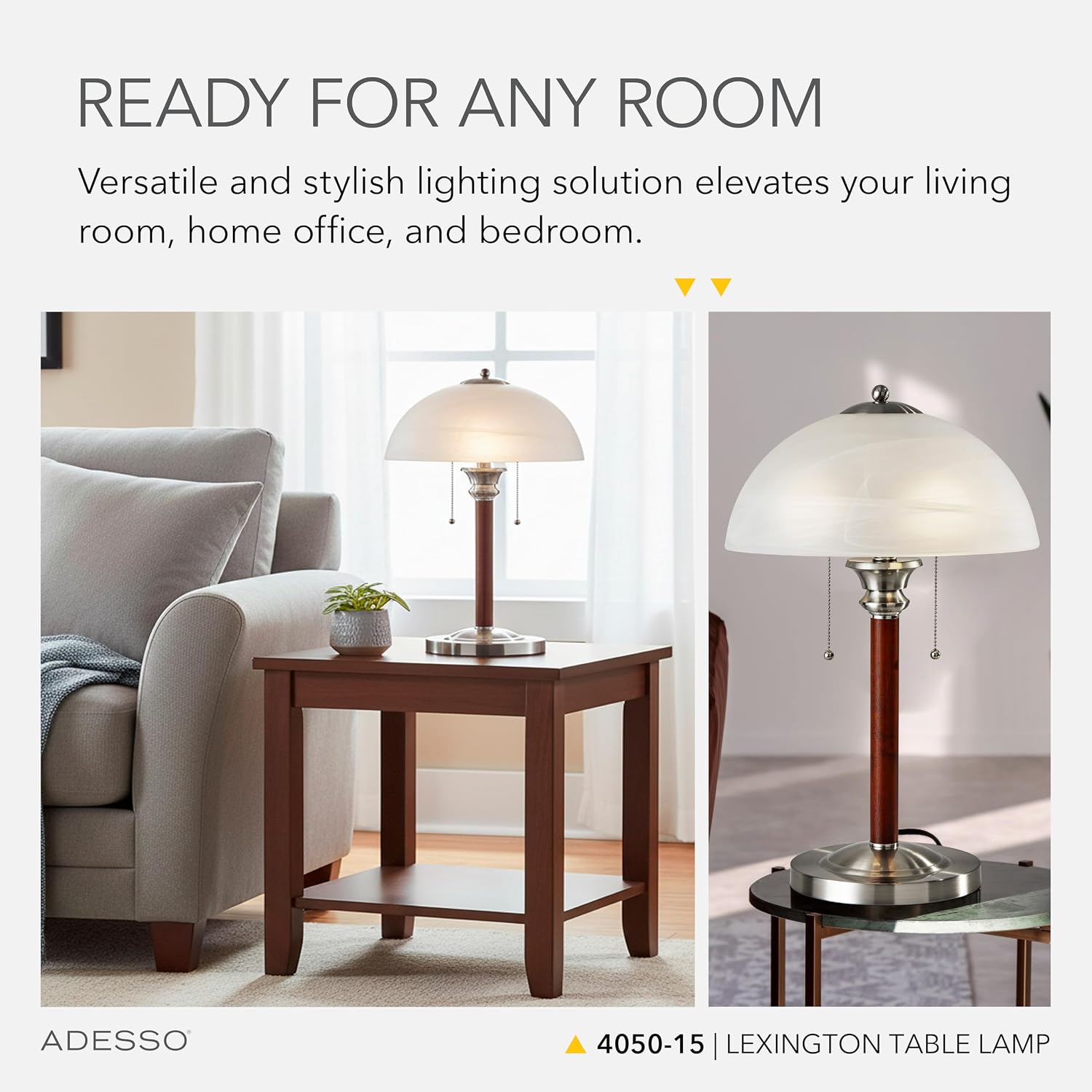 Walnut Frosted Glass Dual Pull Table Lamp