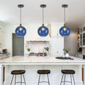 7.8" Blue Globe Glass Kitchen Pendant Lights