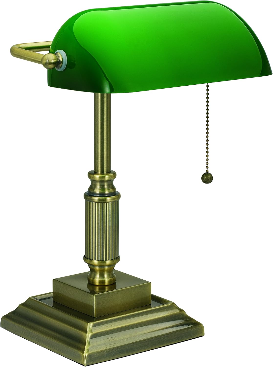 Bronze Amber Glass Banker's Desk Lamp