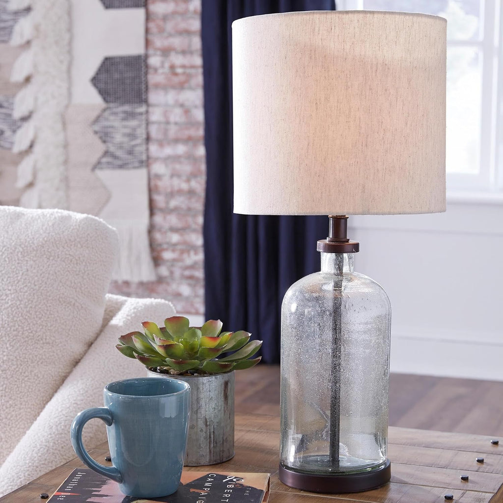 22.5" Bronze Seeded Glass Bandile Table Lamp