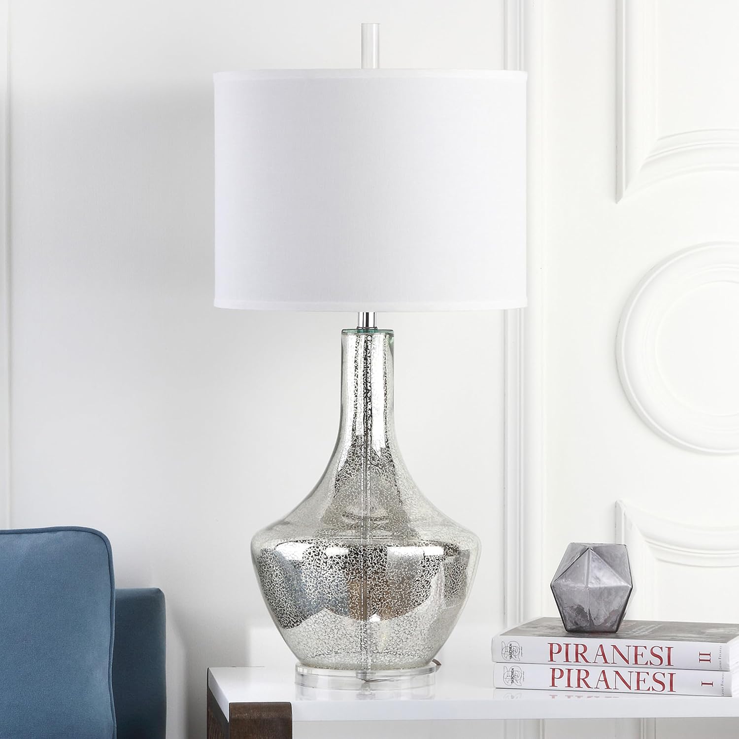 34.5" Silver Mercury Glass Contemporary Table Lamp