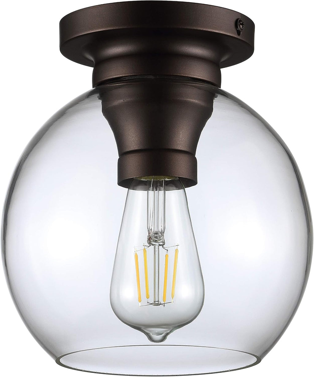 Bronze Clear Globe LED Flush Ceiling Light
