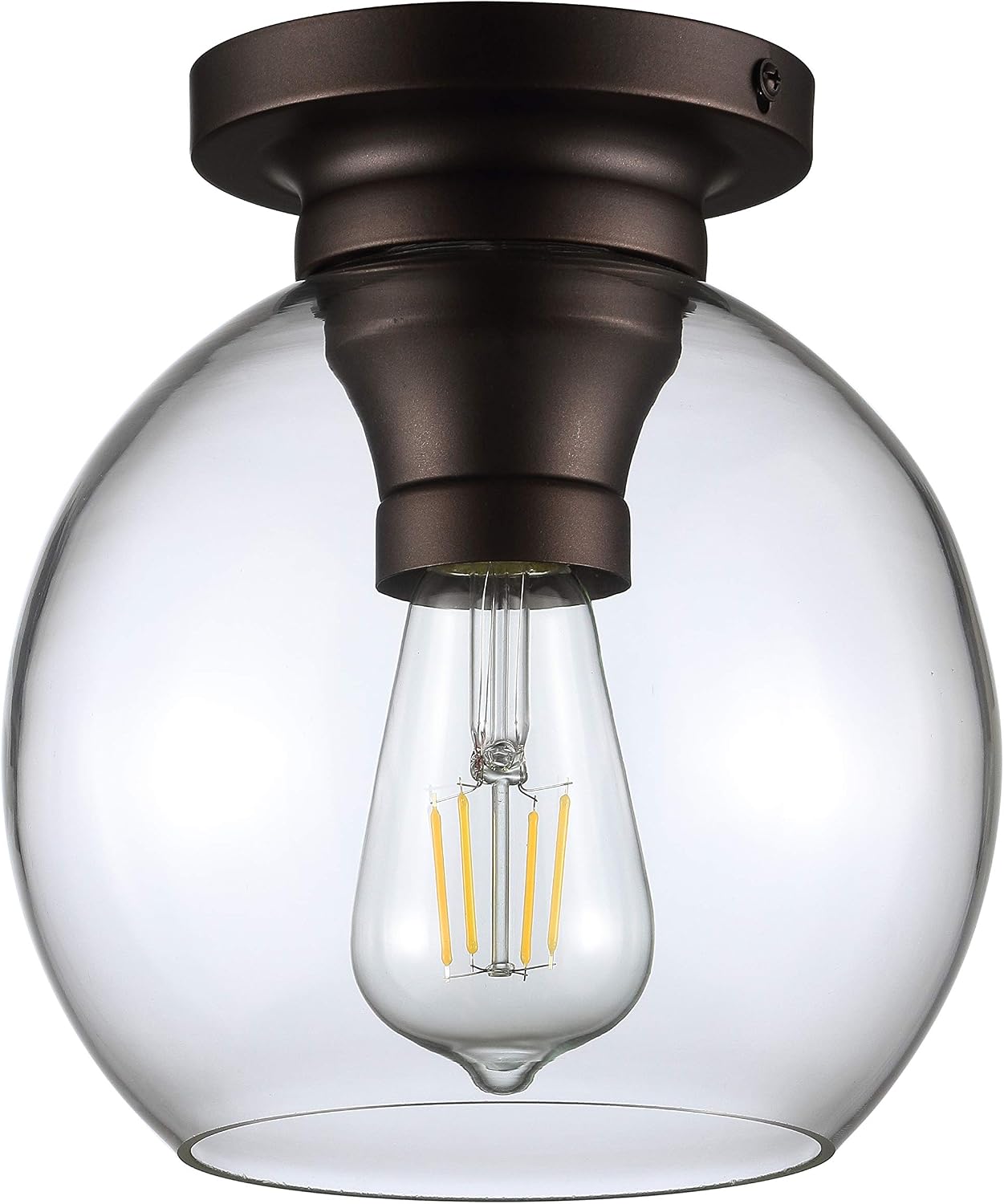 Bronze Clear Globe LED Flush Ceiling Light