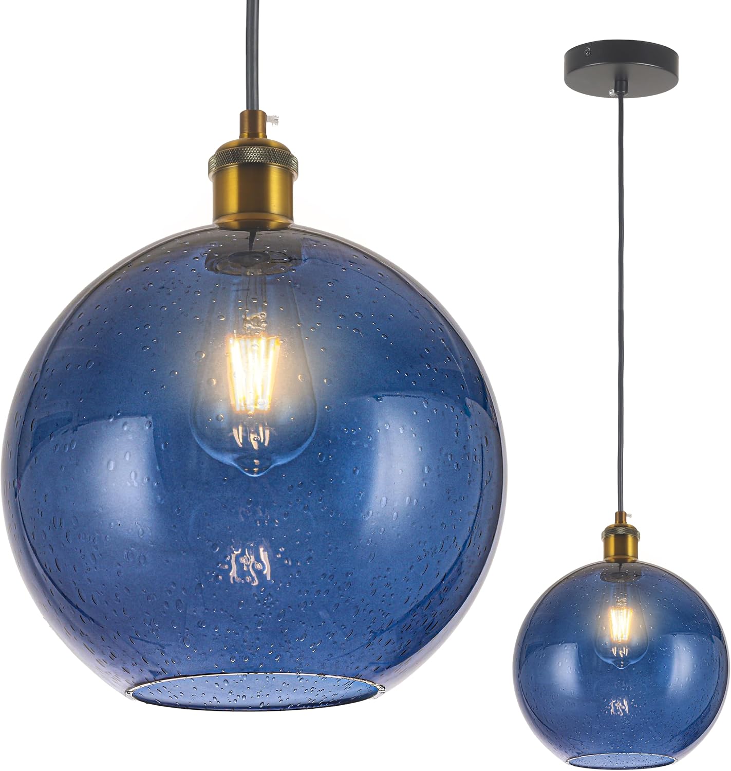 7.8" Blue Globe Glass Kitchen Pendant Lights