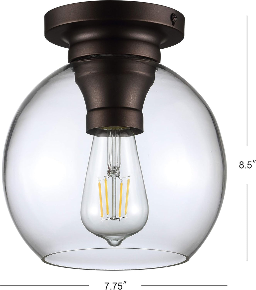 Bronze Clear Globe LED Flush Ceiling Light