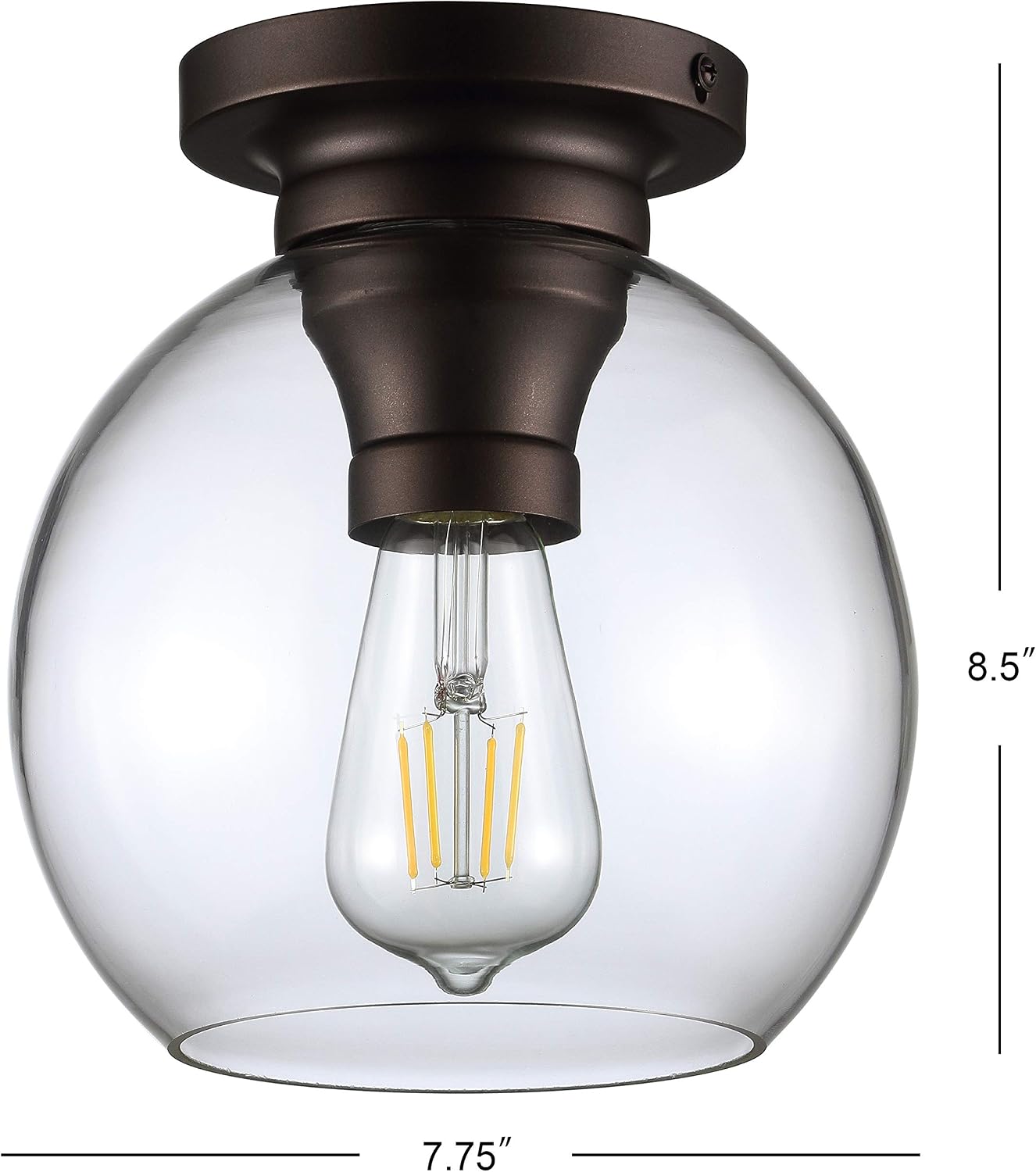 Bronze Clear Globe LED Flush Ceiling Light