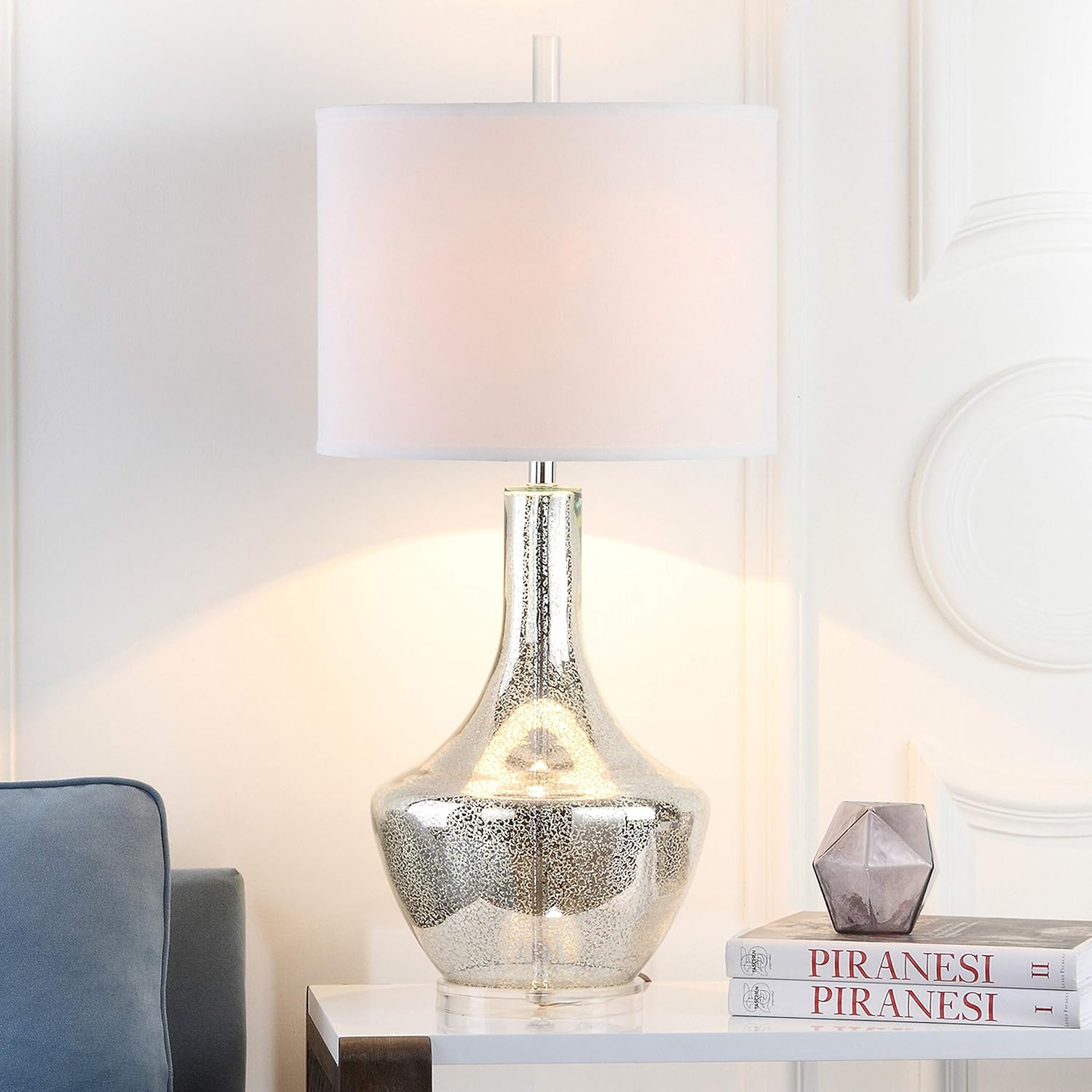 34.5" Silver Mercury Glass Contemporary Table Lamp