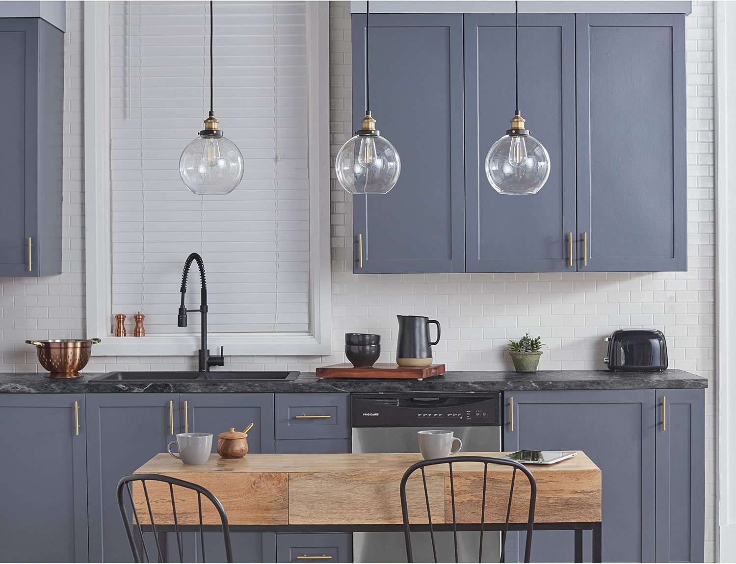 Black Gold Clear Globe Pendant Light