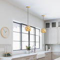 7.9" Gold Amber Globe Glass Pendant Light